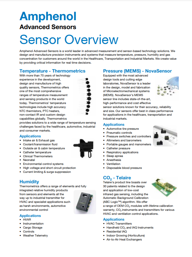 Sensor Overview | Amphenol Advanced Sensors - Brochure