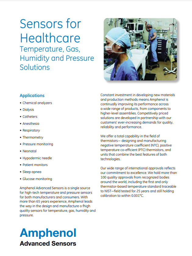 Sensors for Healthcare | Amphenol Advanced Sensors - Brochure